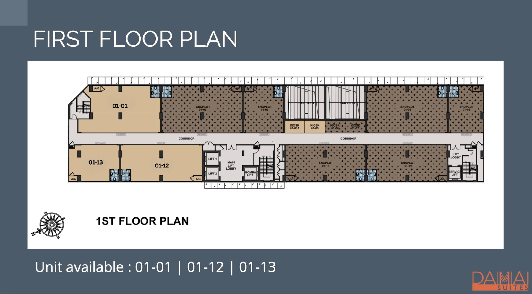 First-floor plan for Damai Suites Commercial Shoplots